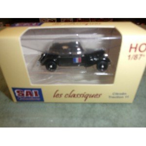 1/87 HO Citroën Traction 11A 1935, noire, drapeau français avec croix de lorraine-SAICOLLECTION SAI6171